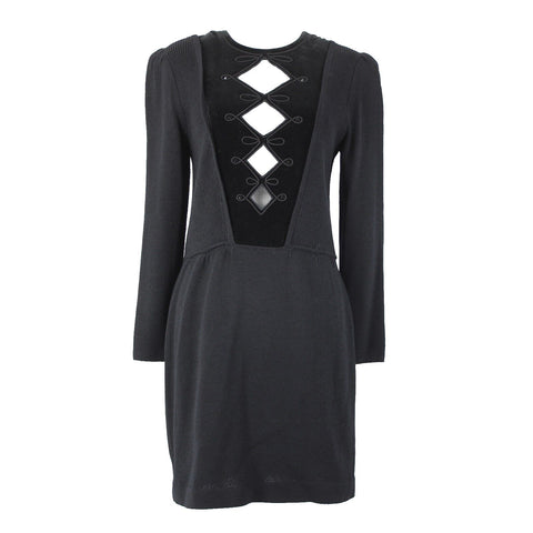 St John Evening For I Magnin Sz 8 Black Keyhole Neckline Santana Knit Dress