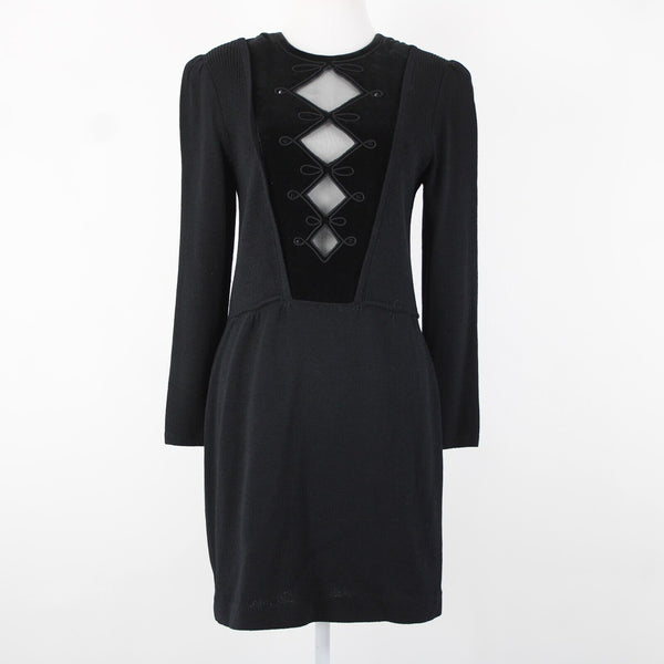 St John Evening For I Magnin Sz 8 Black Keyhole Neckline Santana Knit Dress
