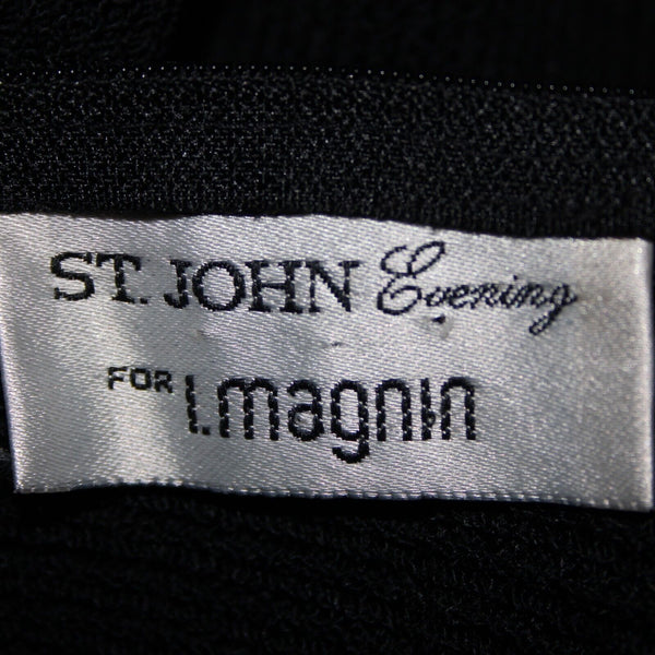 St John Evening For I Magnin Sz 8 Black Keyhole Neckline Santana Knit Dress