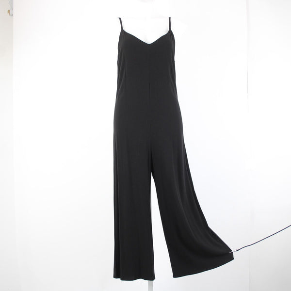 Michael Stars Sz M Black Unlined Button Side V Neck 100% Rayon Jumpsuit