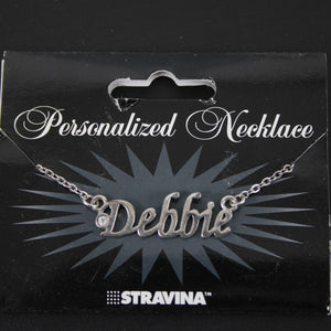 DEBBIE Name Silvertone Rhinestone 14.5" w 4.5" Multi Ring Ext Necklace