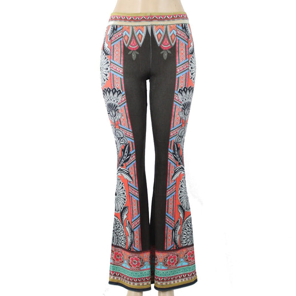 Peachpuff NEW Sz S X 32 Green Multicolor Velour Pull On Boot Cut Polyester Pant