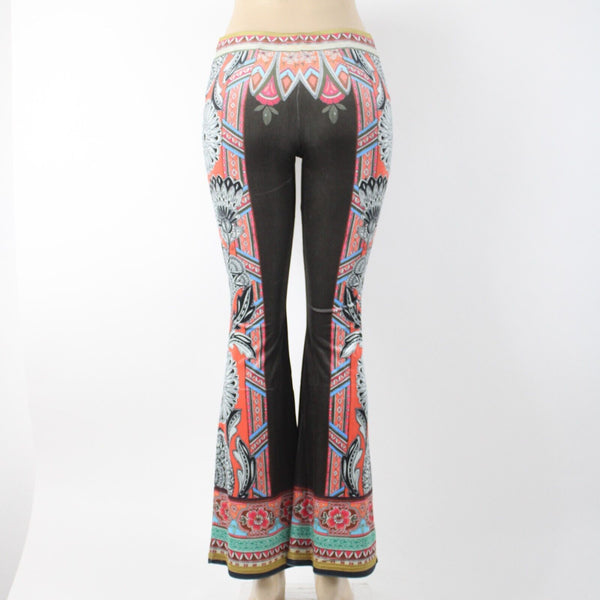 Peachpuff NEW Sz S X 32 Green Multicolor Velour Pull On Boot Cut Polyester Pant