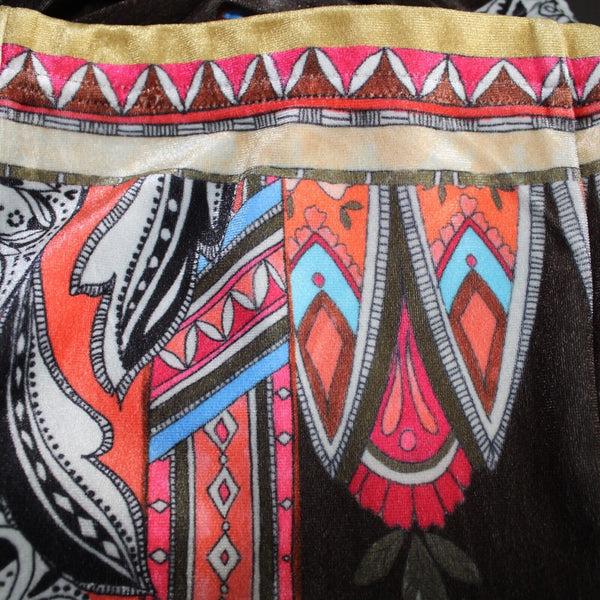 Peachpuff NEW Sz S X 32 Green Multicolor Velour Pull On Boot Cut Polyester Pant