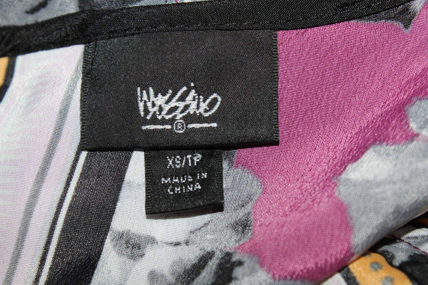 Mossimo Sz XS Purple Multi Floral Front Key Hole 100% Polyester Top