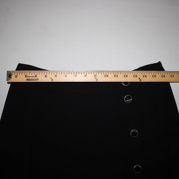 Talbots NEW $100 Black Silver Enamel Button Detail Unlined Poly Spandex Skirt