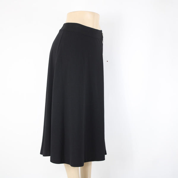 Talbots NEW $100 Black Silver Enamel Button Detail Unlined Poly Spandex Skirt