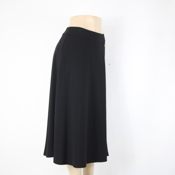 Talbots NEW $100 Black Silver Enamel Button Detail Unlined Poly Spandex Skirt