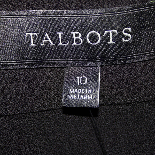 Talbots NEW $100 Black Silver Enamel Button Detail Unlined Poly Spandex Skirt