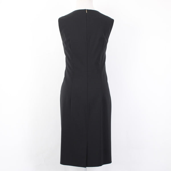 Boss Dress Sz 10 Black Unlined Simple Sleeveless Virgin Wool Knee Length Dress
