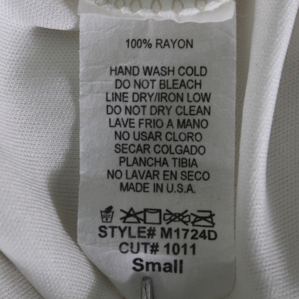Interi Sz S Ivory Lined Round Neck Cuffed Short Sleeve Pullover 100% Rayon Dress