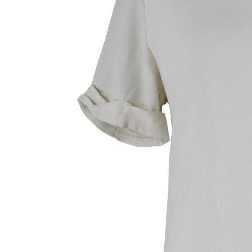 Interi Sz S Ivory Lined Round Neck Cuffed Short Sleeve Pullover 100% Rayon Dress