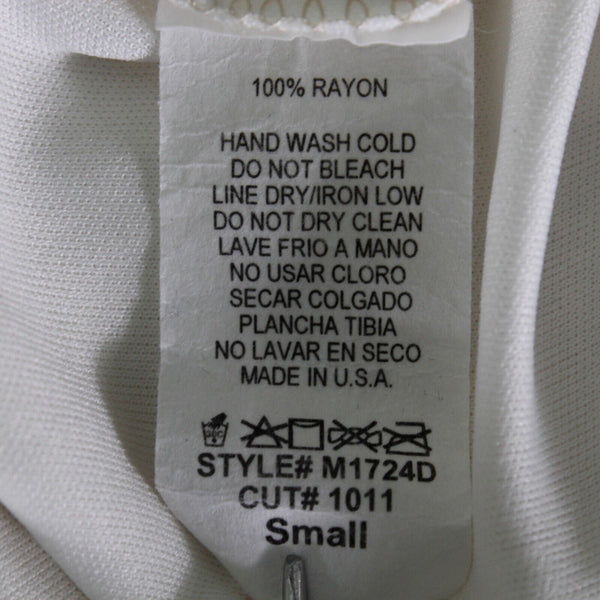 Interi Sz S Ivory Lined Round Neck Cuffed Short Sleeve Pullover 100% Rayon Dress