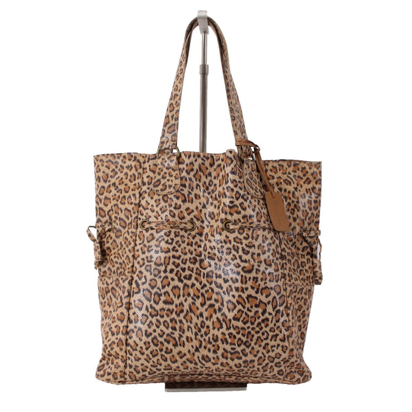 Neiman Marcus Purse 14 x 13 x 4 Brown Black Animal Print Shiny Fabric Shoulder