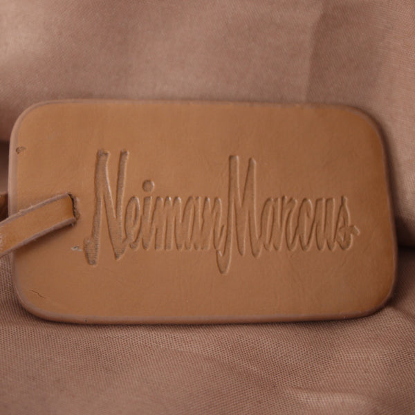Neiman Marcus Purse 14 x 13 x 4 Brown Black Animal Print Shiny Fabric Shoulder