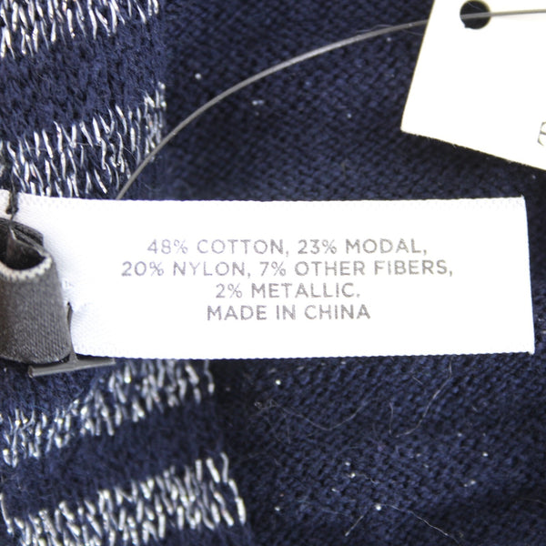 Talbots NEW $50 Navy Blue Silver Gray 76" x 8.5" Cotton Modal Scarf