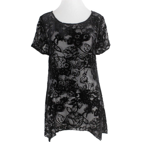 4 Love And Liberty NEW $214 Sz S Black Burn Out Velvet Top