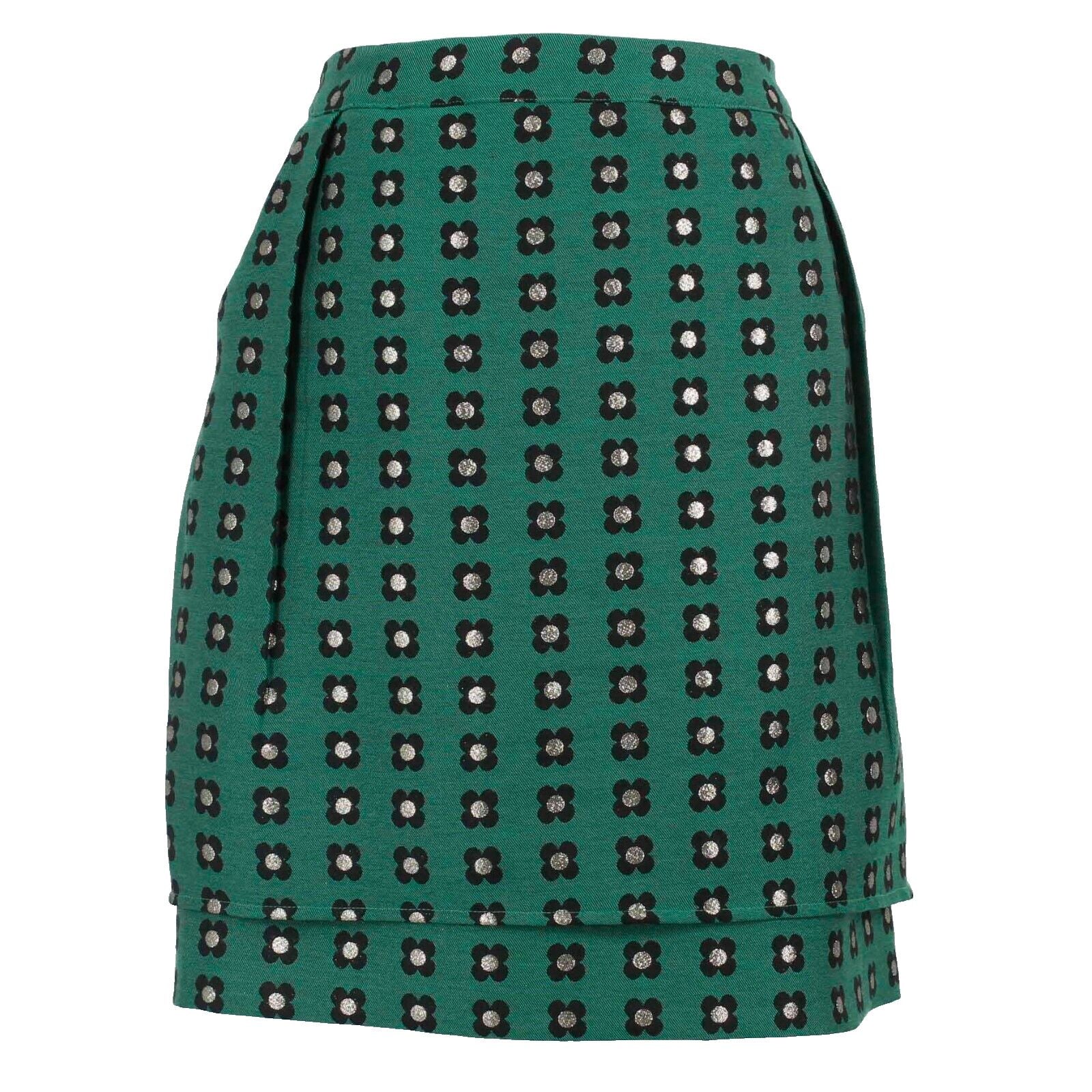 HD In Paris NEW $128 Sz 10 Green Black Gold Pocketed 100% Polyester Skirt
