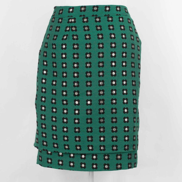HD In Paris NEW $128 Sz 10 Green Black Gold Pocketed 100% Polyester Skirt