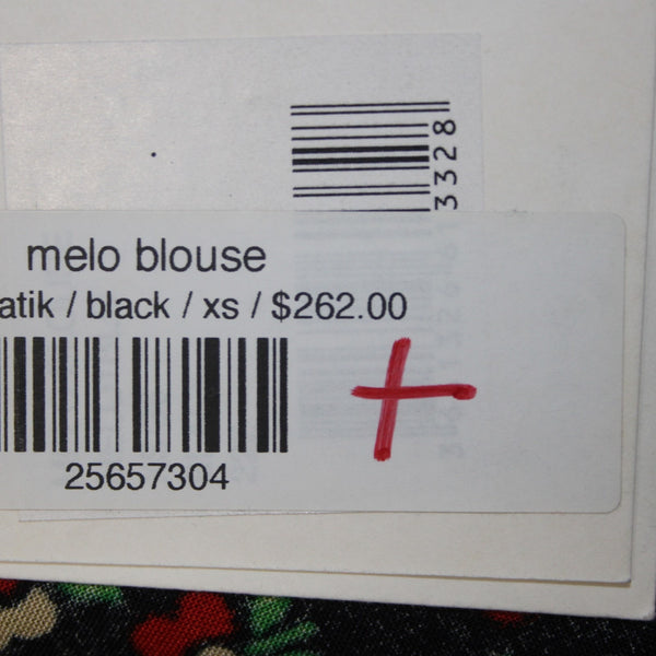 Antik Batik Top NEW $262 Melo Sz XS/36 Black Red Tan Floral 100% Viscose Top