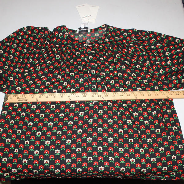 Antik Batik Top NEW $262 Melo Sz XS/36 Black Red Tan Floral 100% Viscose Top