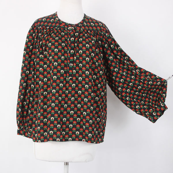 Antik Batik Top NEW $262 Melo Sz XS/36 Black Red Tan Floral 100% Viscose Top