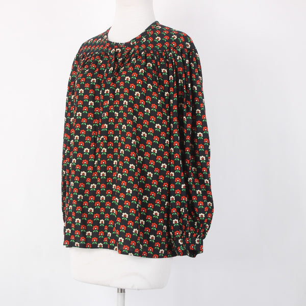 Antik Batik Top NEW $262 Melo Sz XS/36 Black Red Tan Floral 100% Viscose Top