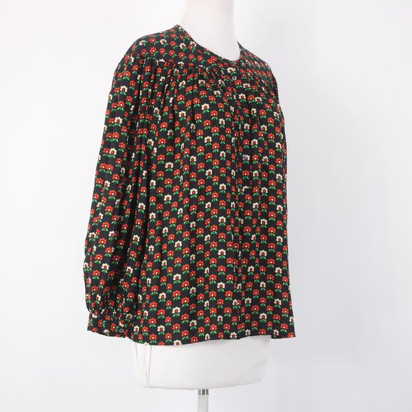 Antik Batik Top NEW $262 Melo Sz XS/36 Black Red Tan Floral 100% Viscose Top