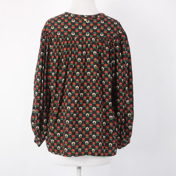 Antik Batik Top NEW $262 Melo Sz XS/36 Black Red Tan Floral 100% Viscose Top