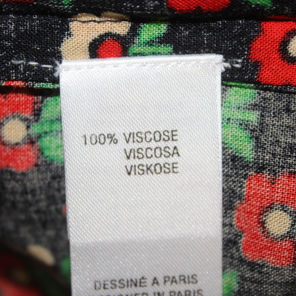 Antik Batik Top NEW $262 Melo Sz XS/36 Black Red Tan Floral 100% Viscose Top