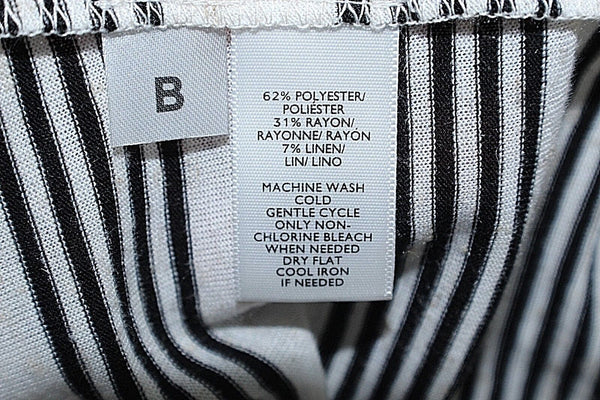 Lou & Grey NEW $25 Sz XS Black Ivory Stripe Polyester Rayon Linen Tank Top