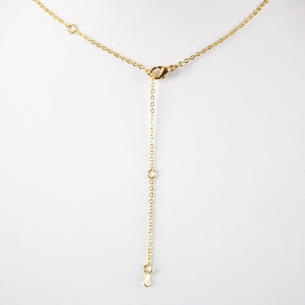 REBEL Name NEW Goldtone Rhinestone Accent 14.5" w 4.5" Multi Ring Ext Necklace