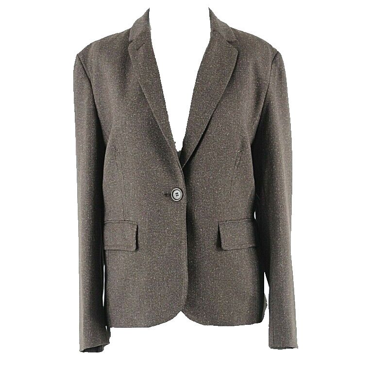 Studio M NEW Sz 12 Brown Multi Tweed One Button Poly Rayon Spandex Jacket