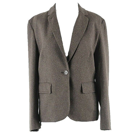 Studio M NEW Sz 12 Brown Multi Tweed One Button Poly Rayon Spandex Jacket