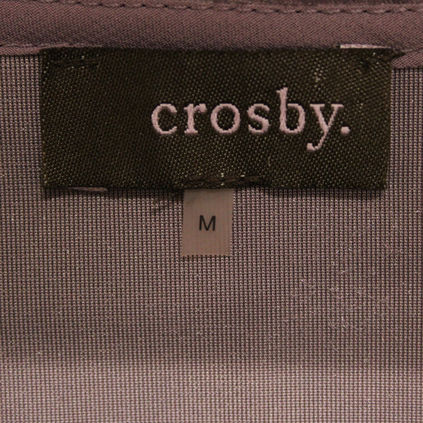 Crosby Sz M Lavender Purple Velour Drawstring V Neck Polyester Spandex Top