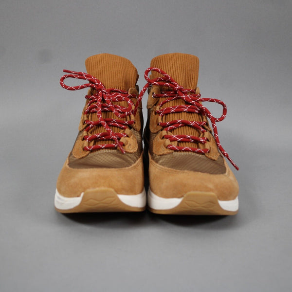 Nurture Response Sz 8 Camel Tan Brown Burgundy Laces Knit Leather Upper Boots