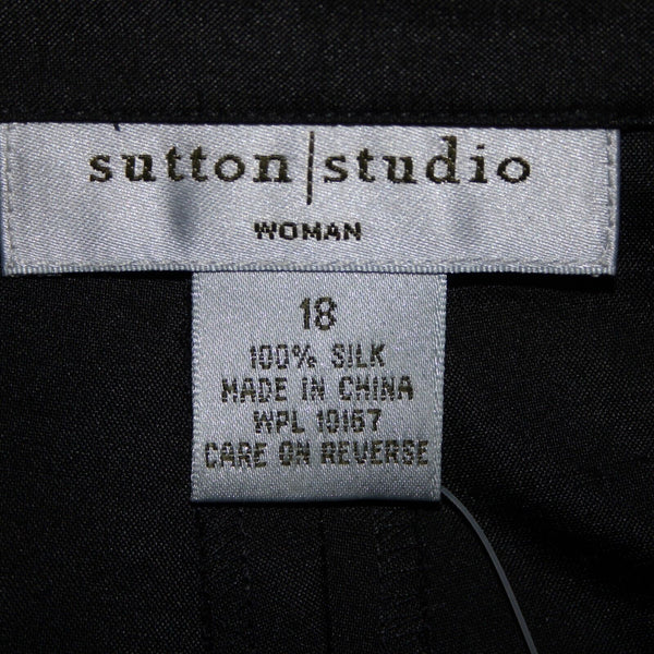 Sutton Studio NEW $69 Sz 18 x 29 Black Unlined Button Closure 100% Silk Pant