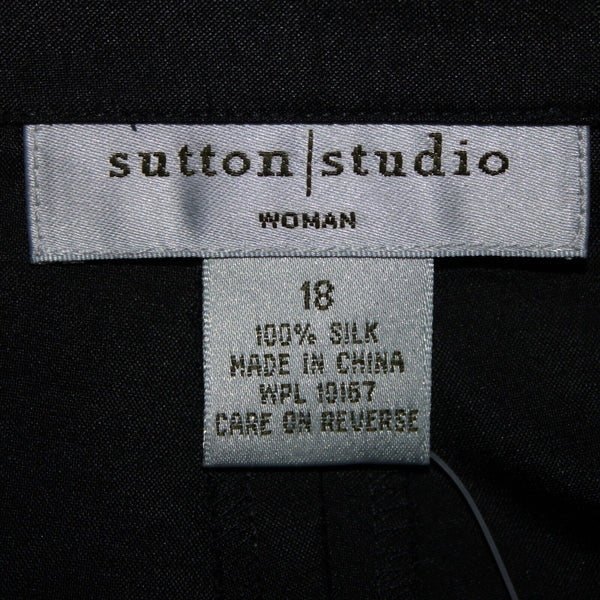 Sutton Studio NEW $69 Sz 18 x 29 Black Unlined Button Closure 100% Silk Pant