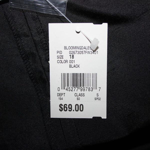 Sutton Studio NEW $69 Sz 18 x 29 Black Unlined Button Closure 100% Silk Pant