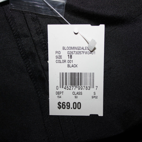 Sutton Studio NEW $69 Sz 18 x 29 Black Unlined Button Closure 100% Silk Pant