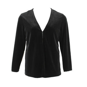 Alfani Sz L Black Stretch Velvet Hook n Eye Closure Poly Spandex Cardigan