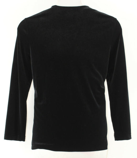 Alfani Sz L Black Stretch Velvet Hook n Eye Closure Poly Spandex Cardigan