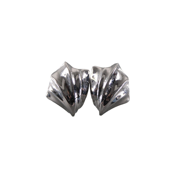 Trifari Silvertone 1.5" Huggie Clip On Earrings