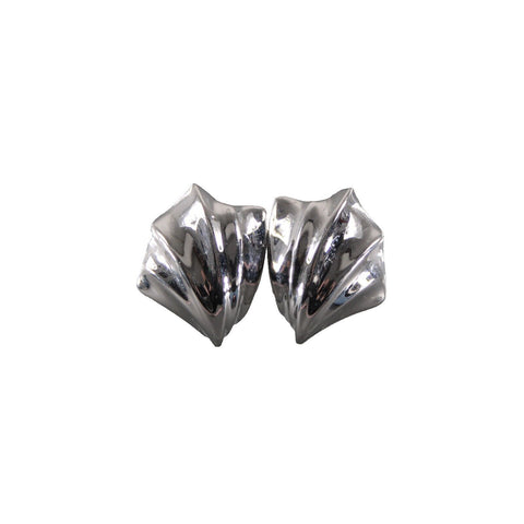 Trifari Silvertone 1.5" Huggie Clip On Earrings
