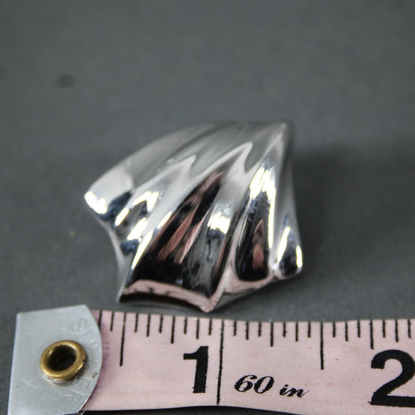 Trifari Silvertone 1.5" Huggie Clip On Earrings