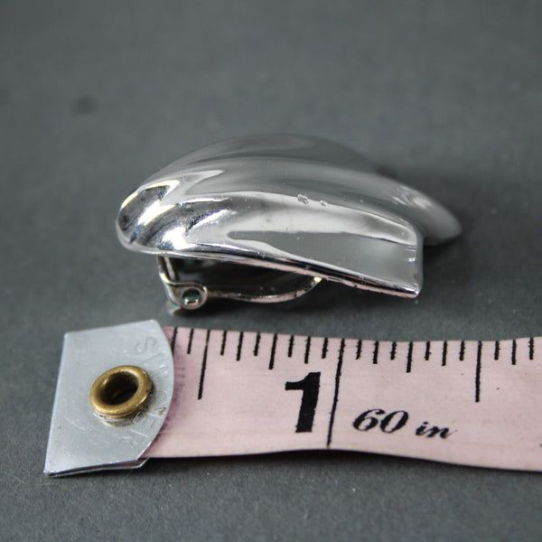 Trifari Silvertone 1.5" Huggie Clip On Earrings