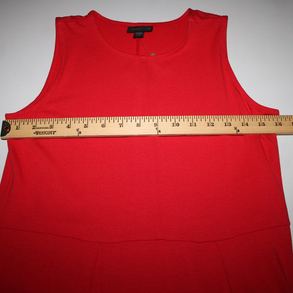 J Jill NEW Sz XSP Pimento Red Sleeveless Pleated Rayon Lycra Spandex Dress