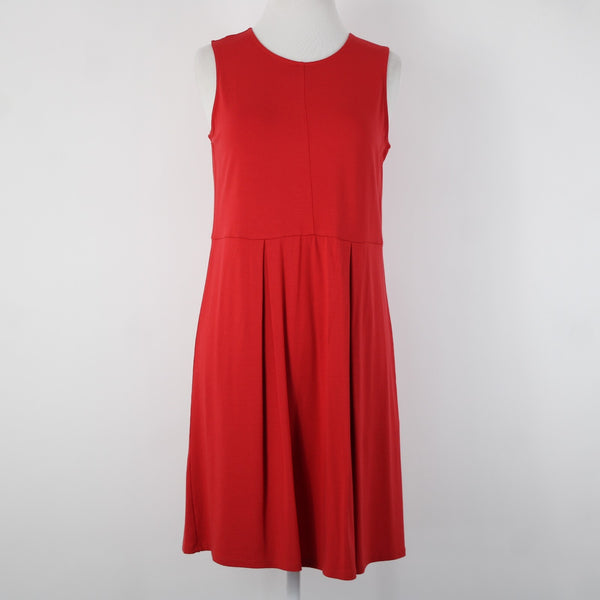 J Jill NEW Sz XSP Pimento Red Sleeveless Pleated Rayon Lycra Spandex Dress