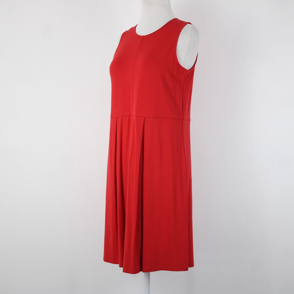 J Jill NEW Sz XSP Pimento Red Sleeveless Pleated Rayon Lycra Spandex Dress