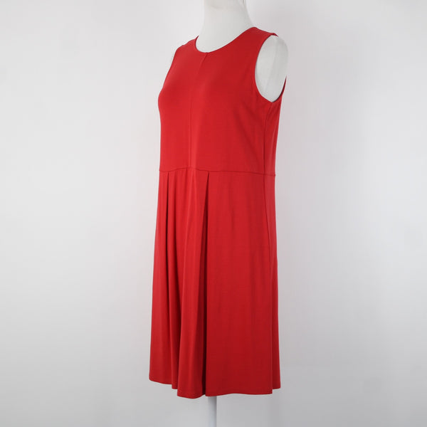 J Jill NEW Sz XSP Pimento Red Sleeveless Pleated Rayon Lycra Spandex Dress